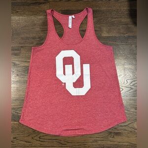 Women's Red Racerback Tank Top with White OU Logo